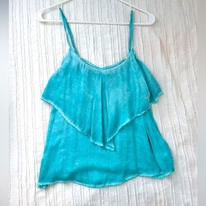 American Eagle Blue Ruffle Tank Sz. M